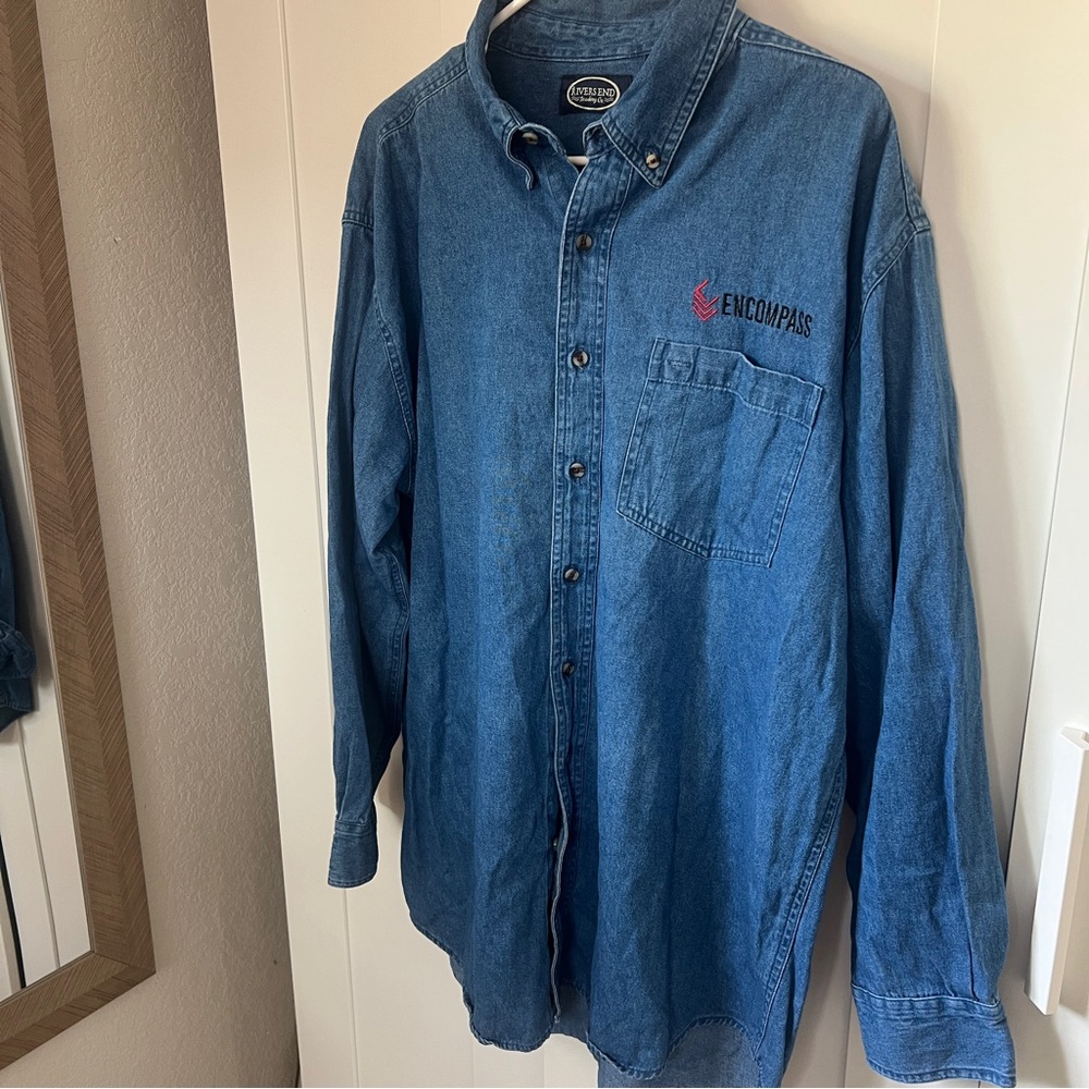 3/$25 | Rivers End Denim Shirt Encompass Logo, Sz L